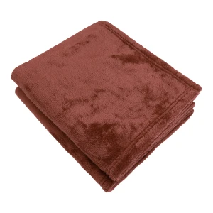 Ton 3D Embroidery Plush Carry-on Blanket (Red Brown)
