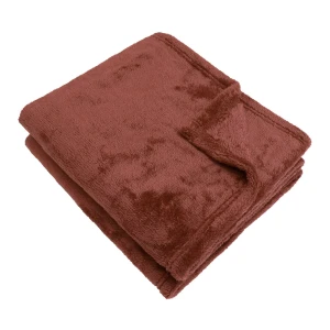 Ton 3D Embroidery Portable Drawstring Bag with Plush Blanket (Red Brown)