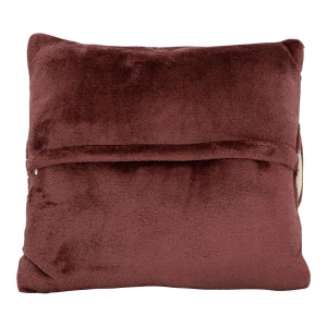 Ton Embroidery Flannel Hand Warmer Pillow Blanket (Red Brown)