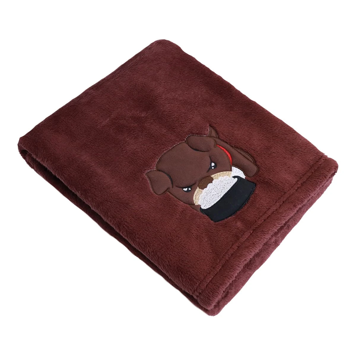 Ton Embroidery Plush Baby Blanket (Red Brown)