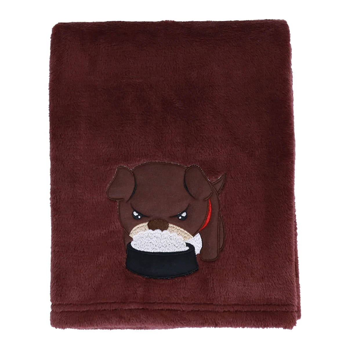 Ton Embroidery Plush Baby Blanket (Red Brown)