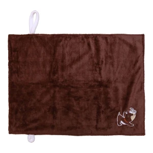 Ton Embroidery Plush Baby Blanket (Red Brown)