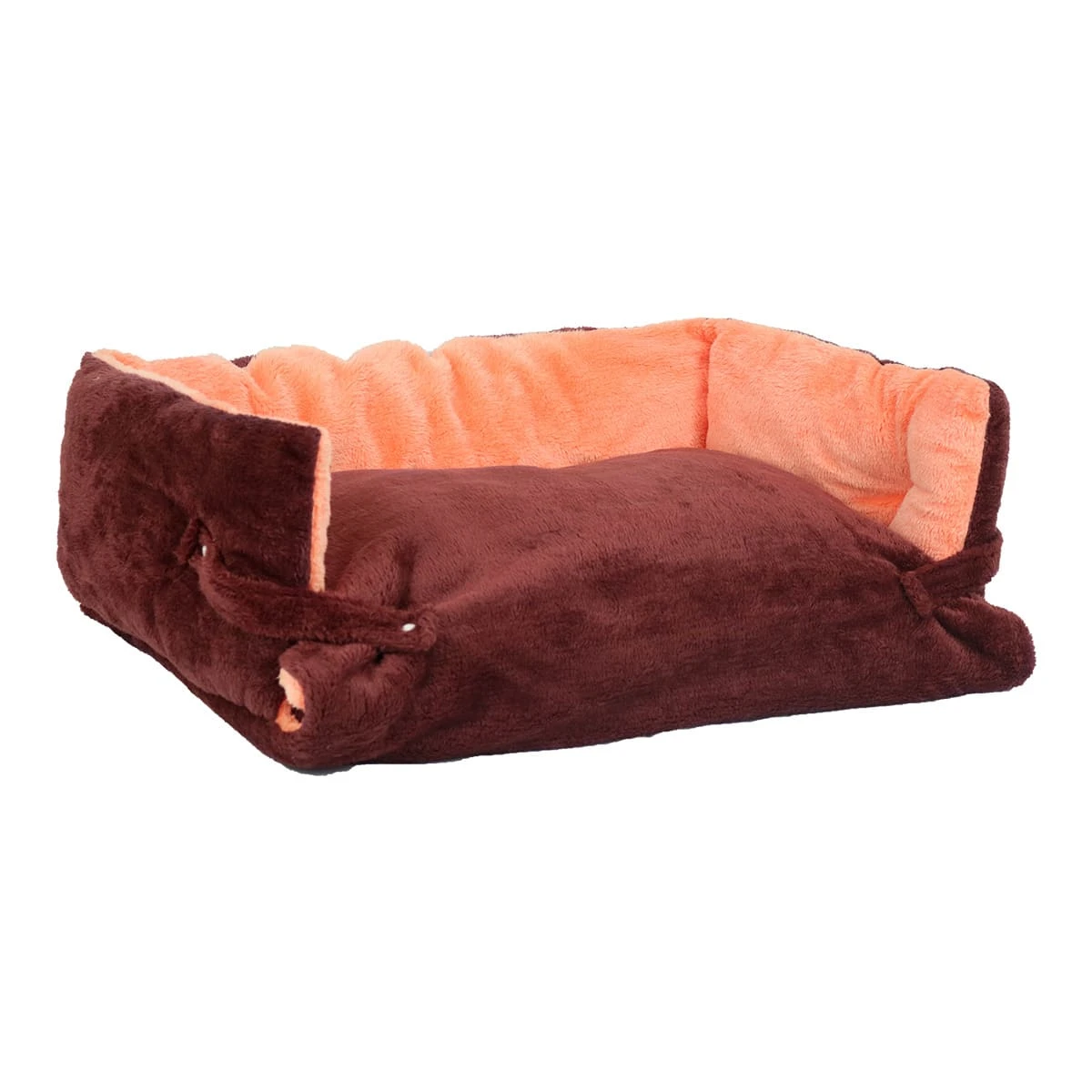 Ton Embroidery Plush Pet Bed (Red Brown)