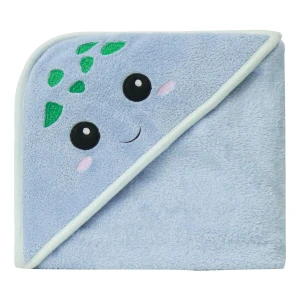 Turtle Embroidery Fleece Hooded Baby Blanket (Blue)