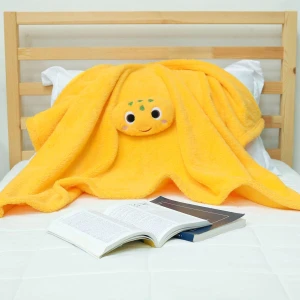 Turtle Head 3D Embroidery Plush Baby Blanket (Yellow)