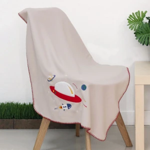 UFO Embroidery Fleece Baby Blanket