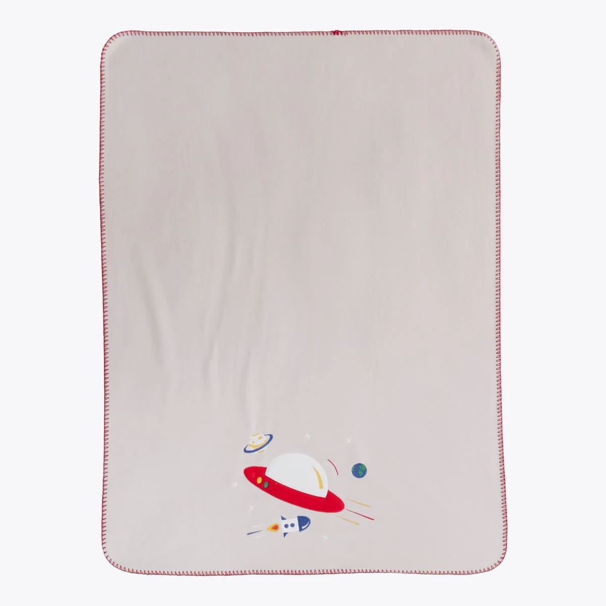 UFO Embroidery Fleece Baby Blanket