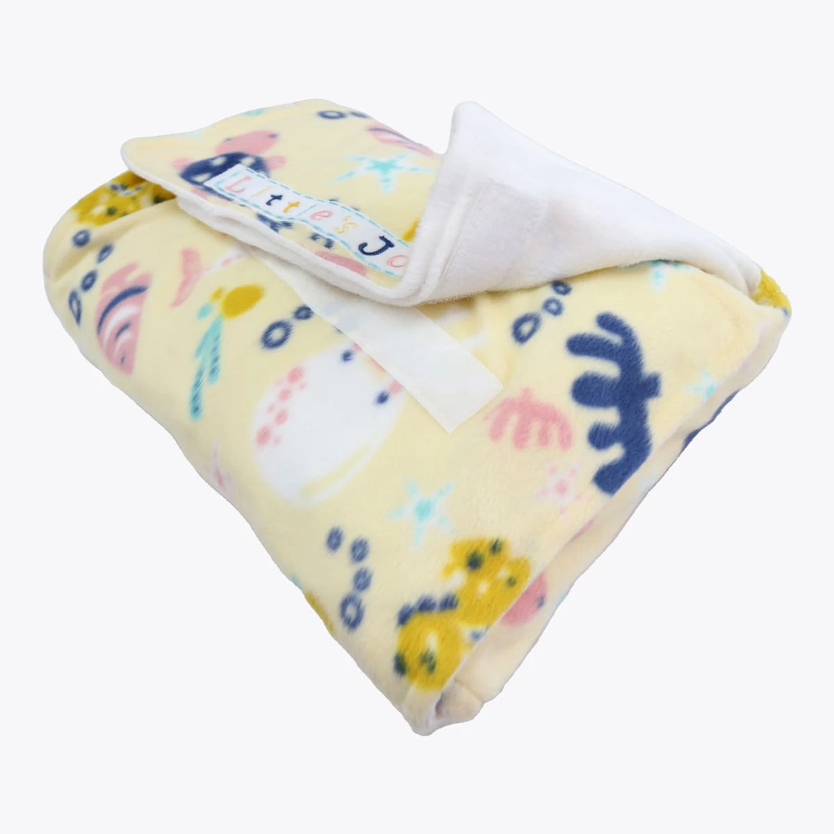 Under the Sea Velfleece Printed Reversible to White Carry-on Bag Blanket (Yellow)