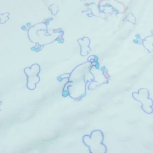 Unicorn and Cloud Printed Dimple Touch Velfleece Reversible Fleece Baby Blanket (Green)