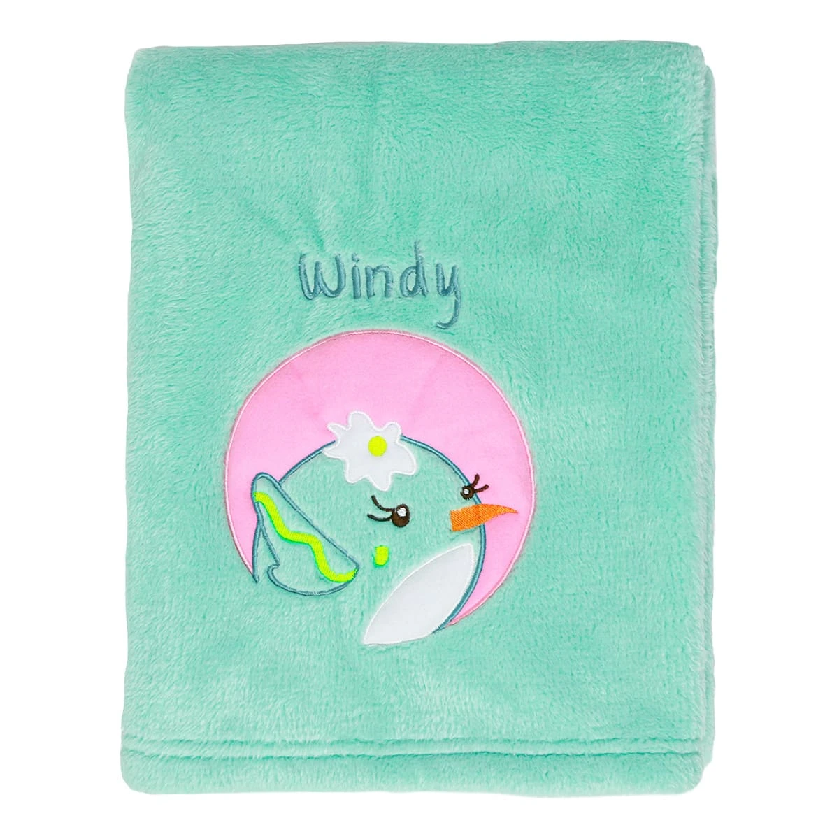 Windy Embroidery Plush Baby Blanket (Green)