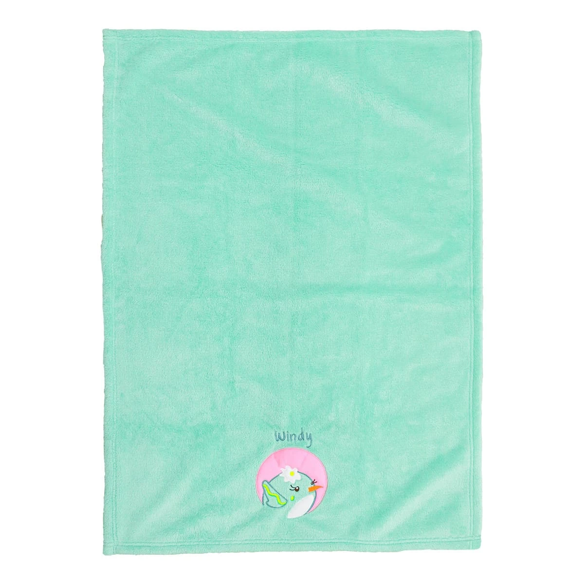 Windy Embroidery Plush Baby Blanket (Green)