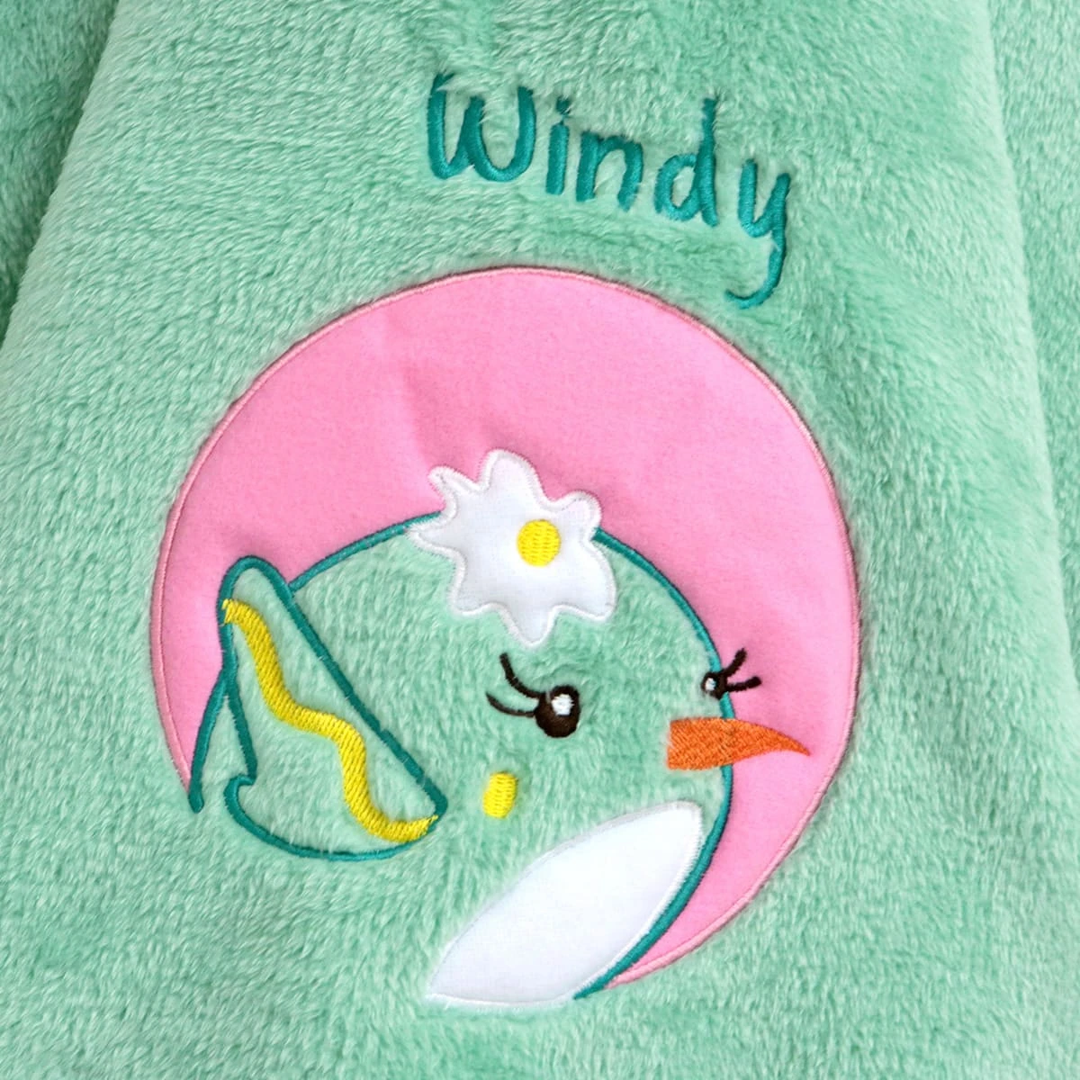 Windy Embroidery Plush Baby Blanket (Green)