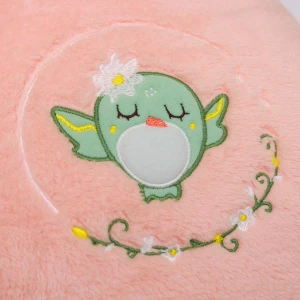 Windy Embroidery Plush Hand Warmer Pillow Blanket (Peach)