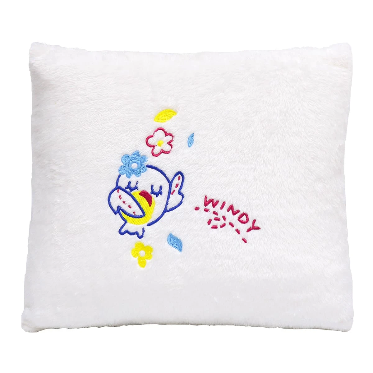 Windy Embroidery Plush Pillow Blanket (White)