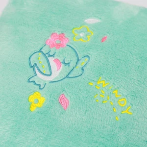 Windy Embroidery Plush Pillow Blanket (Green)