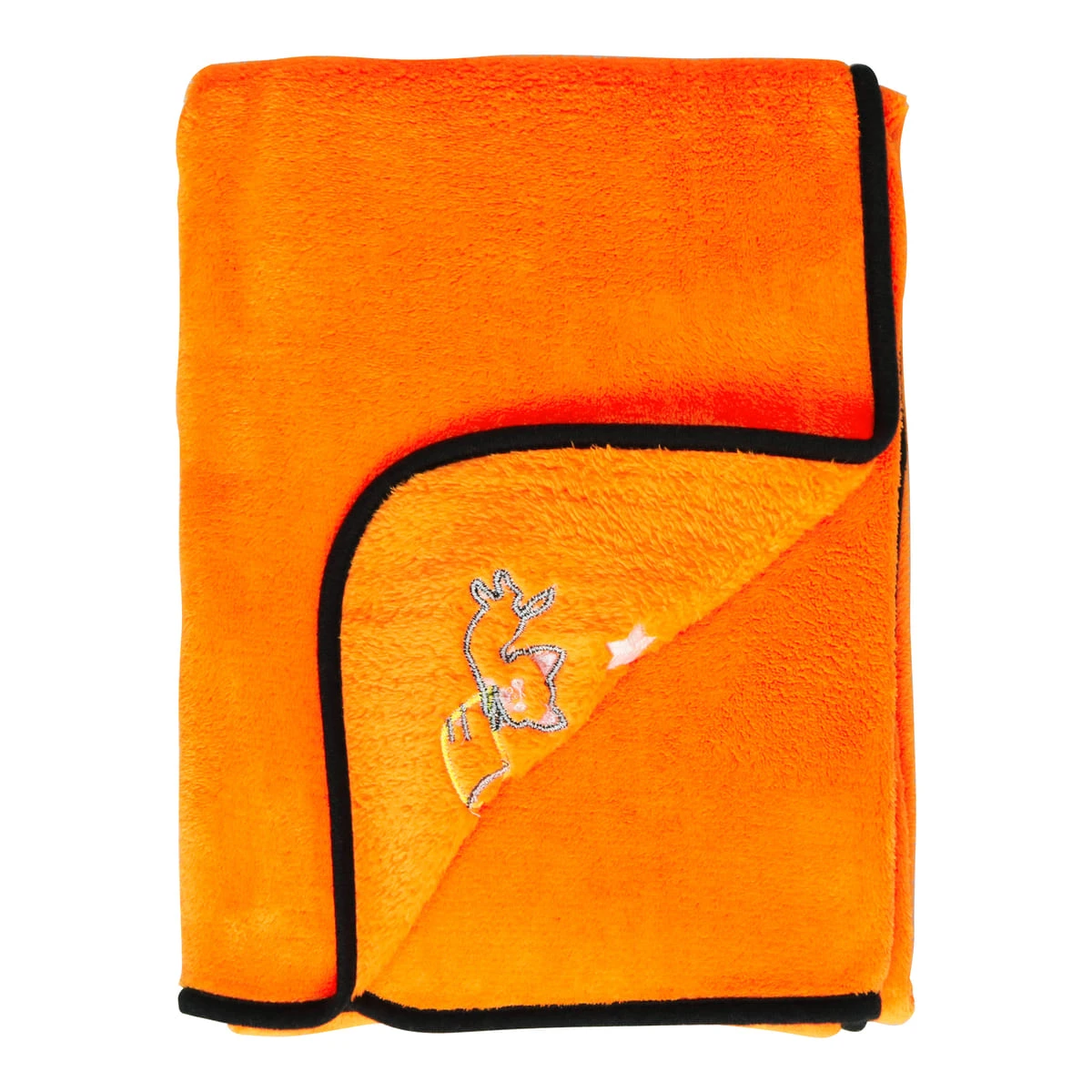 Witch and Cat Halloween Embroidery Velour Baby Blanket (Orange)