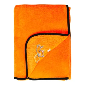Witch and Cat Halloween Embroidery Velour Baby Blanket (Orange)